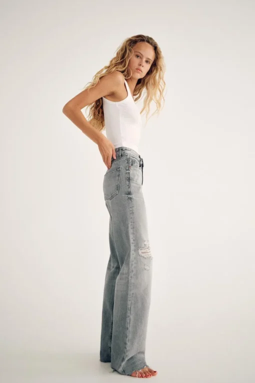 JEANS TRF WIDE LEG ROTOS TIRO ALTO