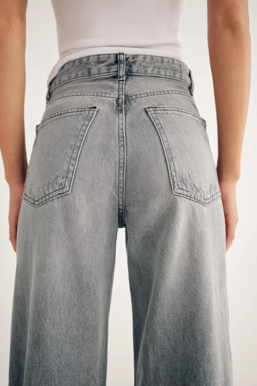 JEANS TRF WIDE LEG ROTOS TIRO ALTO