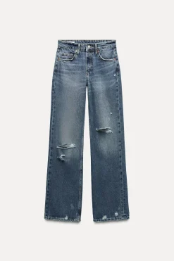 JEANS TRF WIDE LEG ROTOS TIRO MEDIO