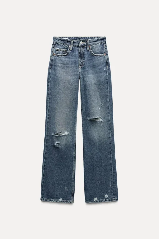 JEANS TRF WIDE LEG ROTOS TIRO MEDIO