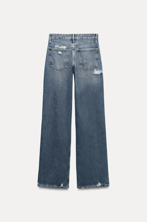 JEANS TRF WIDE LEG ROTOS TIRO MEDIO