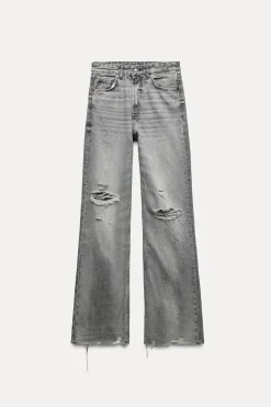 JEANS TRF WIDE LEG ROTOS TIRO ALTO
