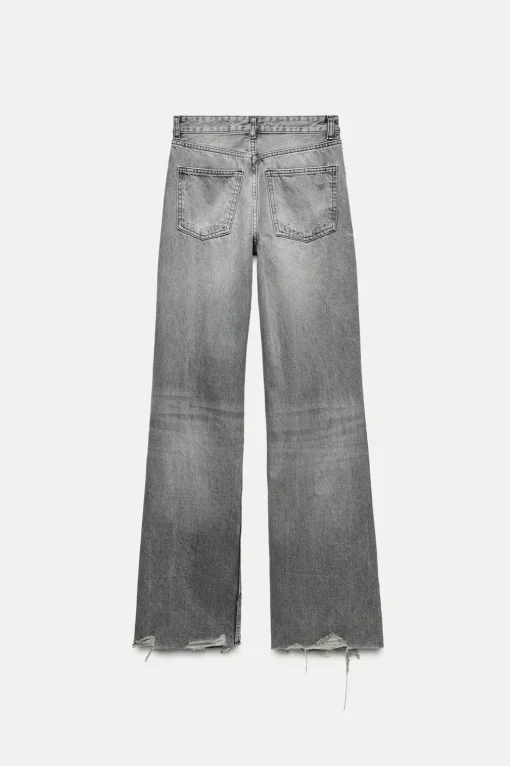 JEANS TRF WIDE LEG ROTOS TIRO ALTO