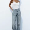 JEANS TRF WIDE LEG TIRO ALTO