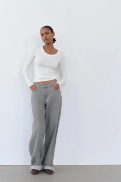 JEANS TRF WIDE LEG TIRO ALTO TRABILLA