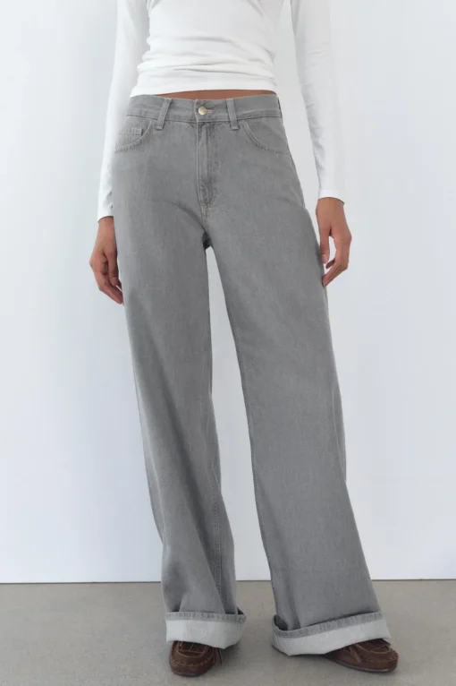 JEANS TRF WIDE LEG TIRO ALTO TRABILLA