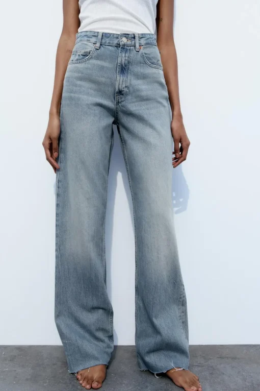JEANS TRF WIDE LEG TIRO ALTO