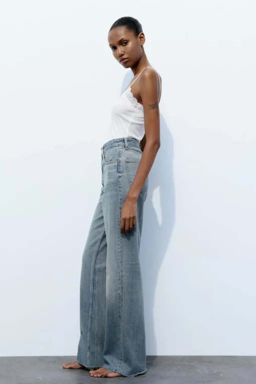 JEANS TRF WIDE LEG TIRO ALTO