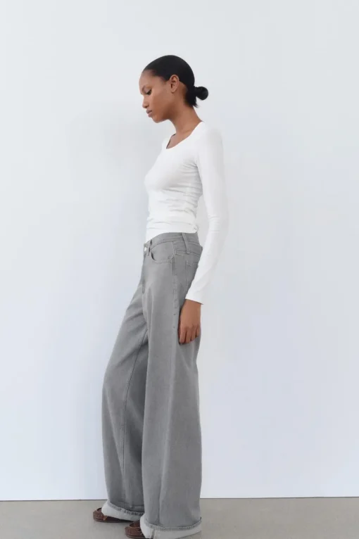 JEANS TRF WIDE LEG TIRO ALTO TRABILLA