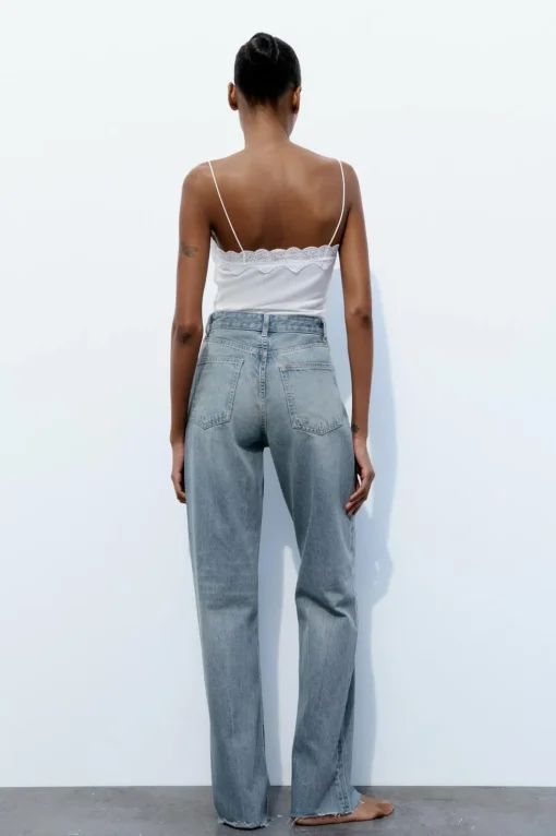 JEANS TRF WIDE LEG TIRO ALTO