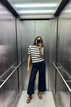 JEANS Z1975 WIDE LEG CROPPED TIRO ALTO NERVIO FRONTAL