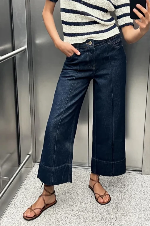 JEANS Z1975 WIDE LEG CROPPED TIRO ALTO NERVIO FRONTAL