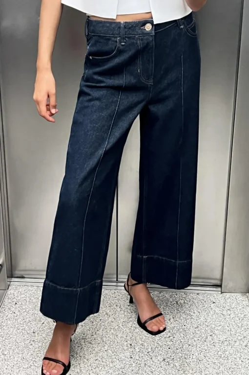 JEANS Z1975 WIDE LEG CROPPED TIRO ALTO NERVIO FRONTAL