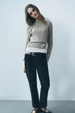 JEANS ZW COLLECTION BOOTCUT CROPPED TIRO ALTO FLOCADO