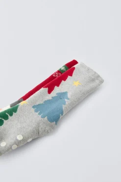 PACK DOS CALCETINES ANTIDESLIZANTES ÁRBOLES Y MUÑECO DE NIEVE