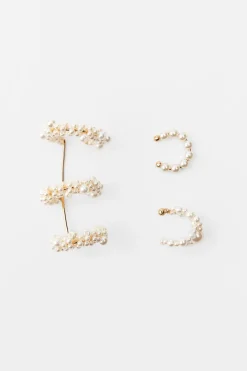 PACK PENDIENTES EAR CUFF PERLAS