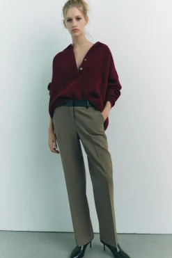 PANTALÓN COMBINADO CINTURA EFECTO PIEL