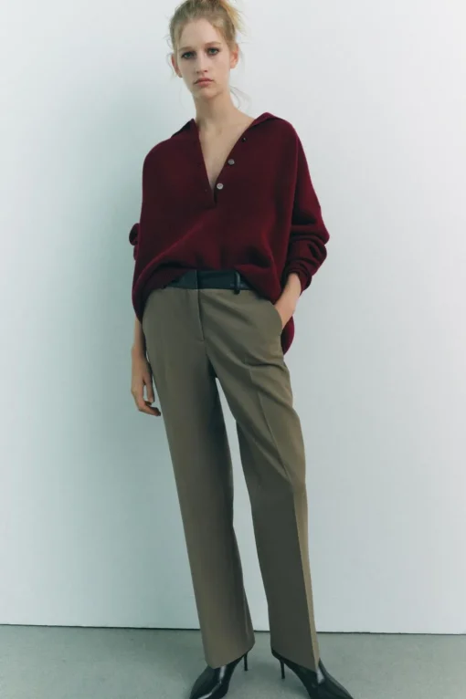 PANTALÓN COMBINADO CINTURA EFECTO PIEL