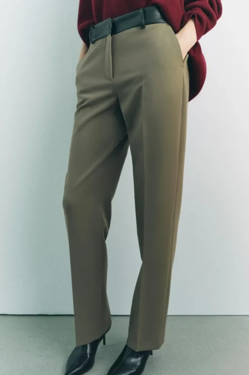 PANTALÓN COMBINADO CINTURA EFECTO PIEL