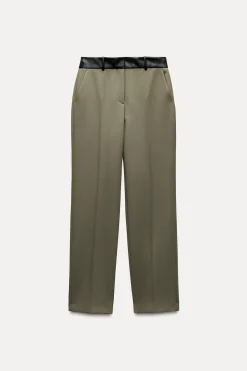 PANTALÓN COMBINADO CINTURA EFECTO PIEL