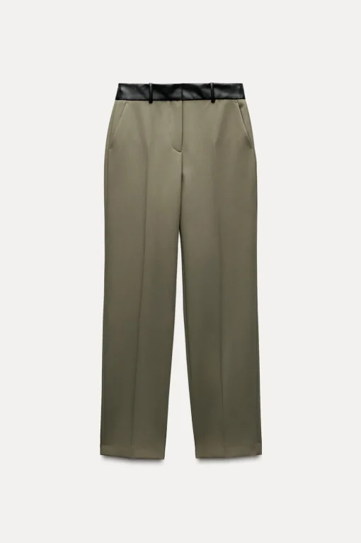 PANTALÓN COMBINADO CINTURA EFECTO PIEL