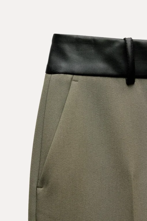 PANTALÓN COMBINADO CINTURA EFECTO PIEL