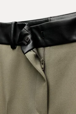 PANTALÓN COMBINADO CINTURA EFECTO PIEL