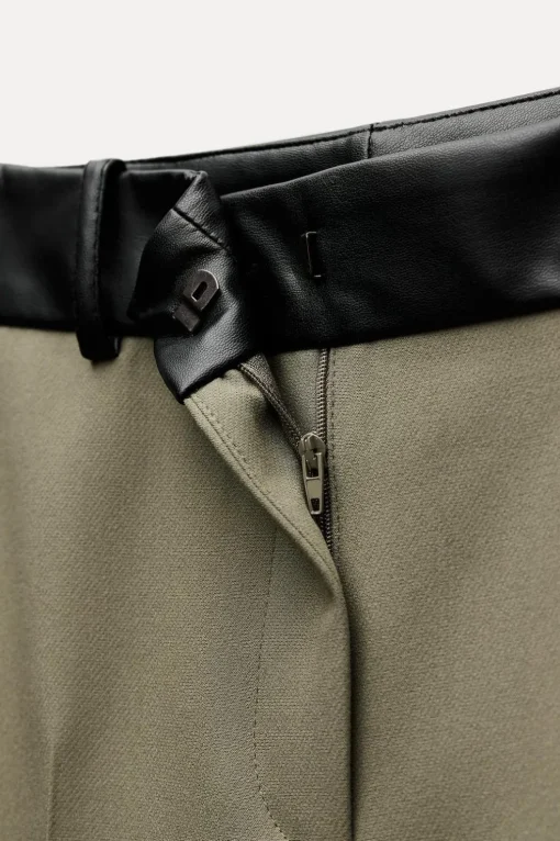 PANTALÓN COMBINADO CINTURA EFECTO PIEL