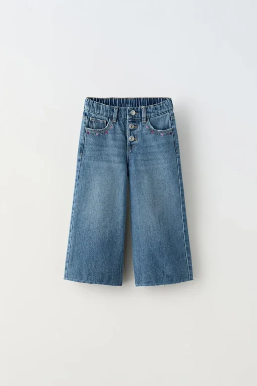 PANTALÓN DENIM CULOTTE BORDADOS