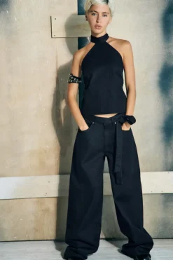 PANTALÓN DENIM TRF CINTURÓN