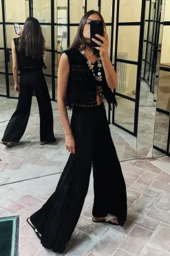 PANTALÓN SATINADO EFECTO ARRUGADO