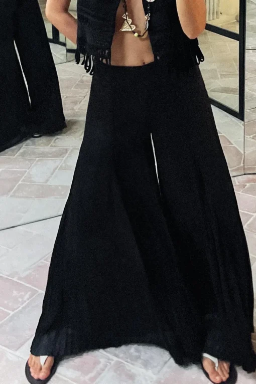 PANTALÓN SATINADO EFECTO ARRUGADO