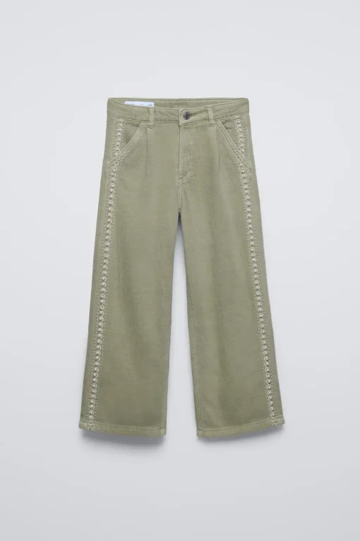 PANTALÓN WIDE LEG BORDADOS PERLAS