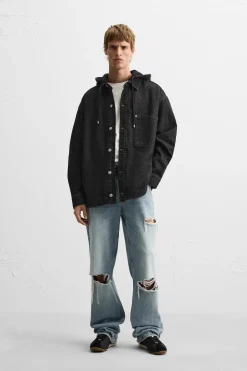 SOBRECAMISA DENIM CAPUCHA COMBINADA