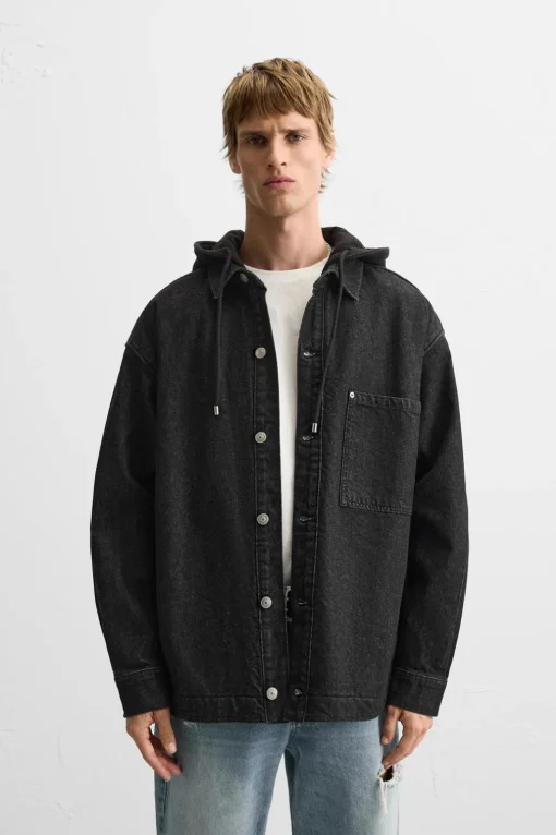 SOBRECAMISA DENIM CAPUCHA COMBINADA