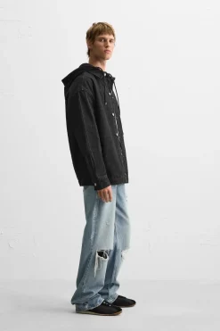 SOBRECAMISA DENIM CAPUCHA COMBINADA