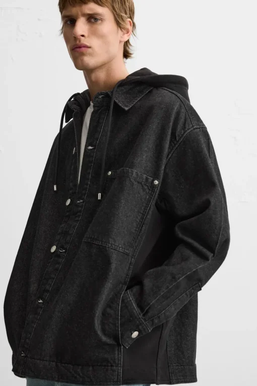 SOBRECAMISA DENIM CAPUCHA COMBINADA