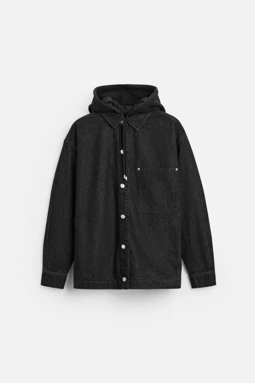 SOBRECAMISA DENIM CAPUCHA COMBINADA