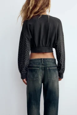 SUDADERA CROP LAVADA JOYAS