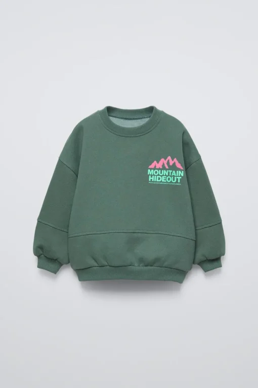 SUDADERA ESTAMPADA MONTAÑA FLOCK