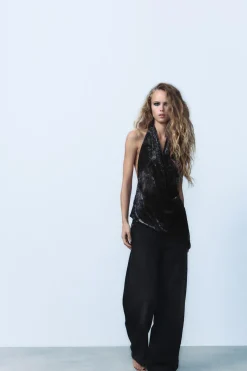 TOP HALTER FLOCADO