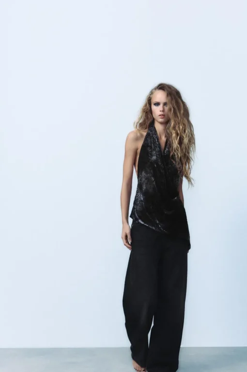 TOP HALTER FLOCADO
