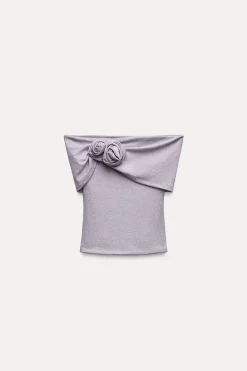 TOP HILO METALIZADO FLORES RELIEVE