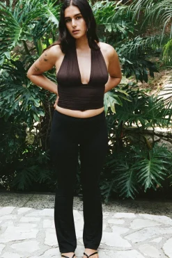 TOP POLIAMIDA HALTER FRUNCE