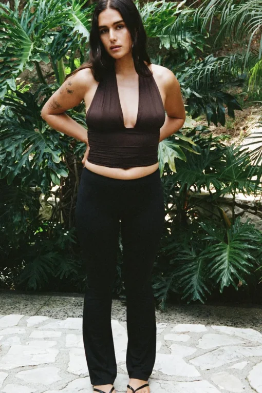 TOP POLIAMIDA HALTER FRUNCE