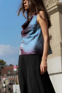 TOP SATINADO DRAPEADO TIE DYE