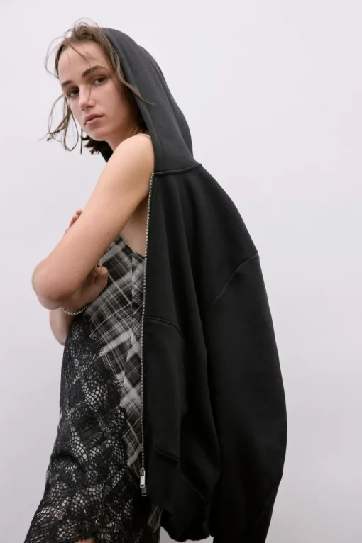 VESTIDO ASIMÉTRICO CUADROS ENCAJE