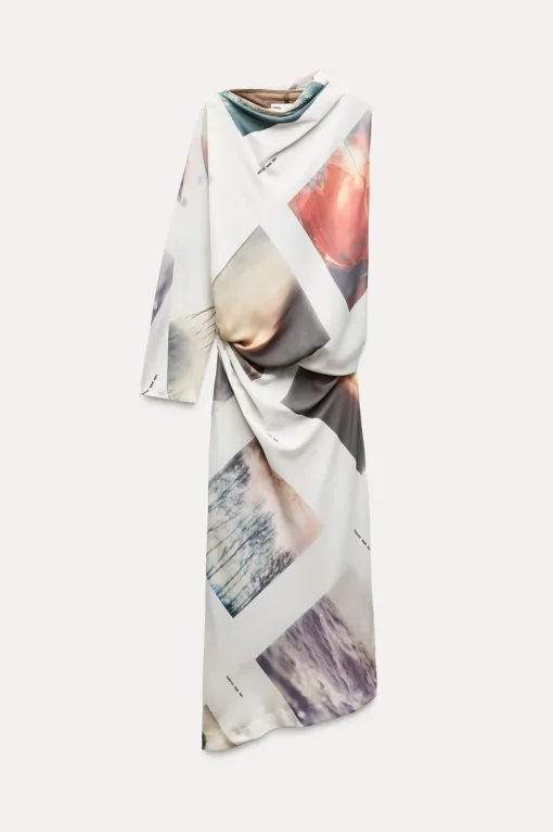 VESTIDO ASIMÉTRICO ESTAMPADO ZW COLLECTION