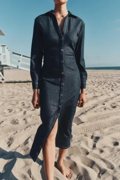 VESTIDO CAMISERO EFECTO DENIM