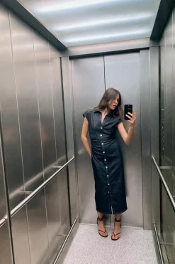 VESTIDO CAMISERO ENTALLADO MIDI